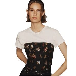 Anthropologie Maeve Embellished Cropped Corset Top Women’ Black Size 14